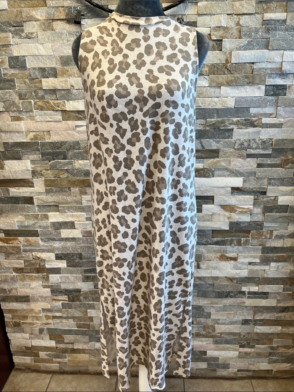 Cherish Sleeveless Leopard Print Maxi Dress in Cream and Taupe